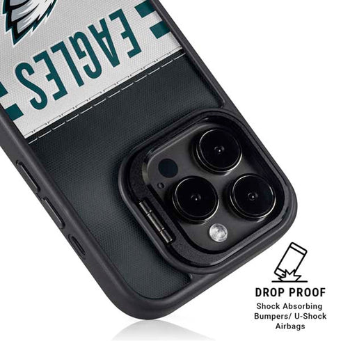 NFL Philadelphia Eagles White Striped iPhone 15 Pro Kickstand Case